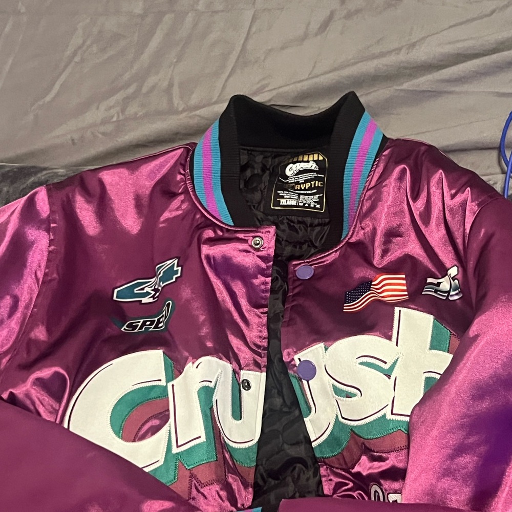 Vibrant Satin Bomber Jacket with Graphics